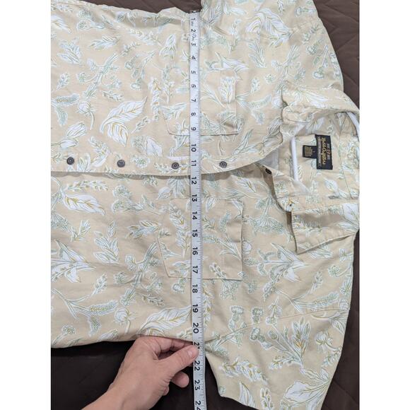 Cream colored printed cotton short sleeve button up outdoor top Noble Outfitters - Picture 8 of 11